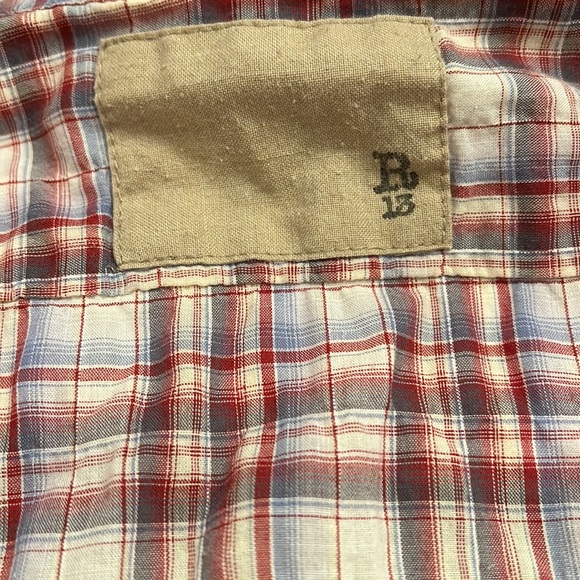 R13 Collared Button Down Plaid Shirt size Large - Picture 4 of 8